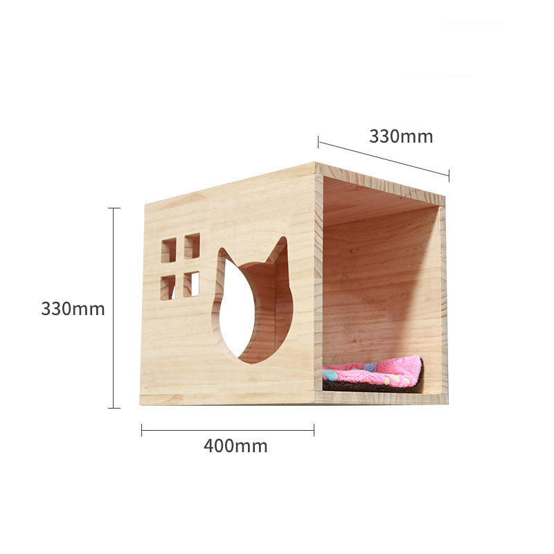 Modular Wall-Mounted Cat Climbing Frame – Solid Wood Shelves & Platforms