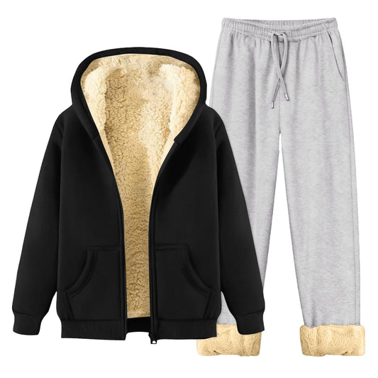 Men's Fleece-Lined Hoodie Tracksuit Set – Autumn Winter | M–5XL