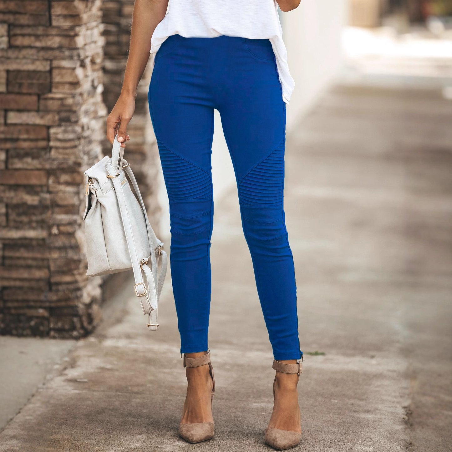Women's Low-Rise Slim-Fit Cotton Stretch Trousers | 10 Colours | S-5XL
