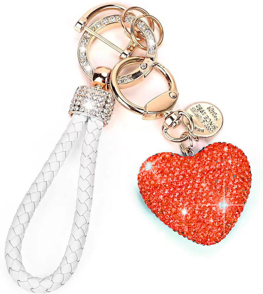 Crystal Heart Rhinestone Keychain | Zinc Alloy Charm | 8 Colours