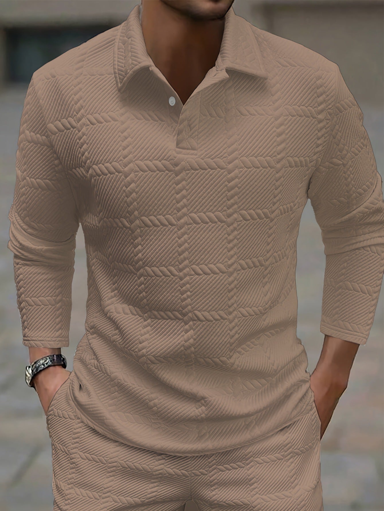 Men's Long Sleeve Polo Shirt – Slim Fit Button Lapel | 4 Colours | Sizes S–2XL