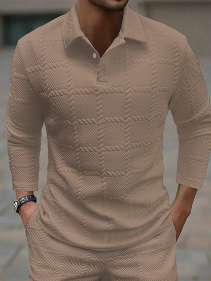 Men's Long Sleeve Polo Shirt – Slim Fit Button Lapel | 4 Colours | Sizes S–2XL