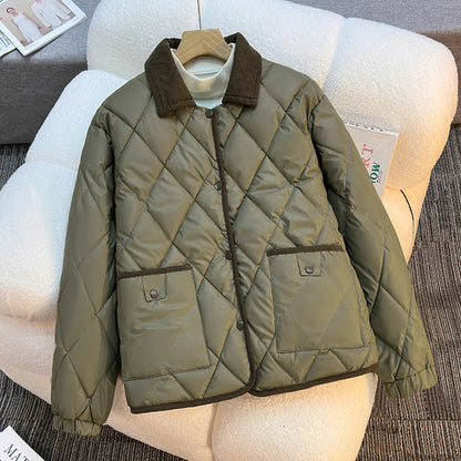 Women's Diamond Quilted Short Jacket | Loose Fit Padded Coat