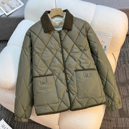 Women's Diamond Quilted Short Jacket | Loose Fit Padded Coat