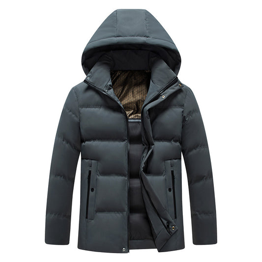 Men's Hooded Padded Jacket - Extra-Thick Winter Coat with Detachable Hood