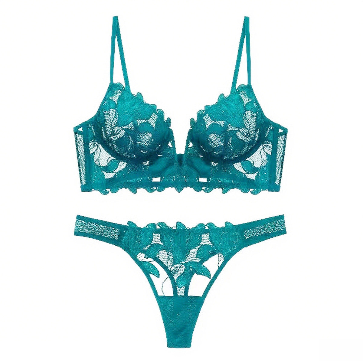 Women's Deep V Lace Lingerie Set | Push-Up Bra & Knicker Set