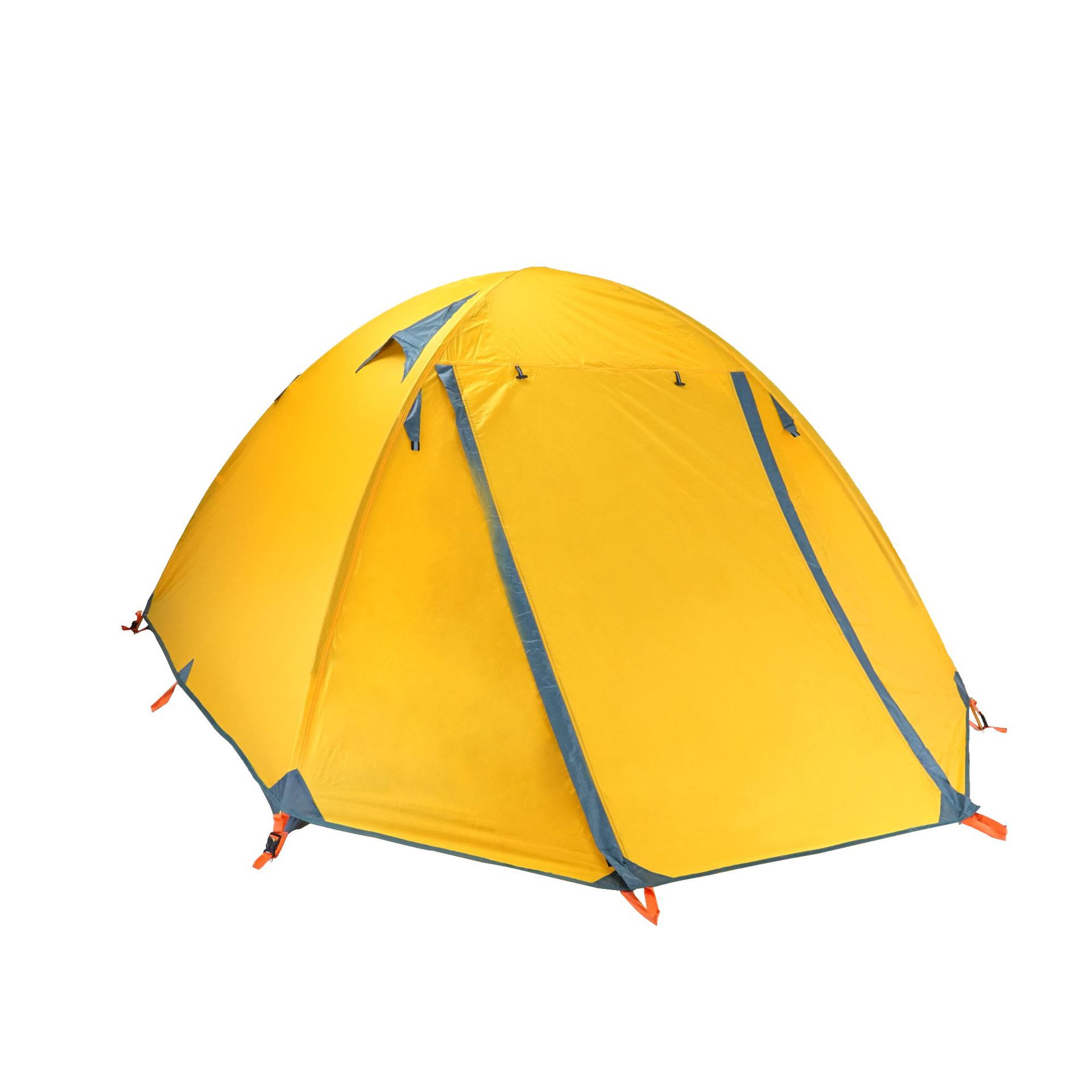 3-4 Person Double-Layer Camping Tent – Aluminium Pole Multi-Door Family Tent Orange, Green & Royal Blue