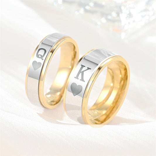 Titanium Steel Couple Ring – Electroplated Gold Band for Men & Women