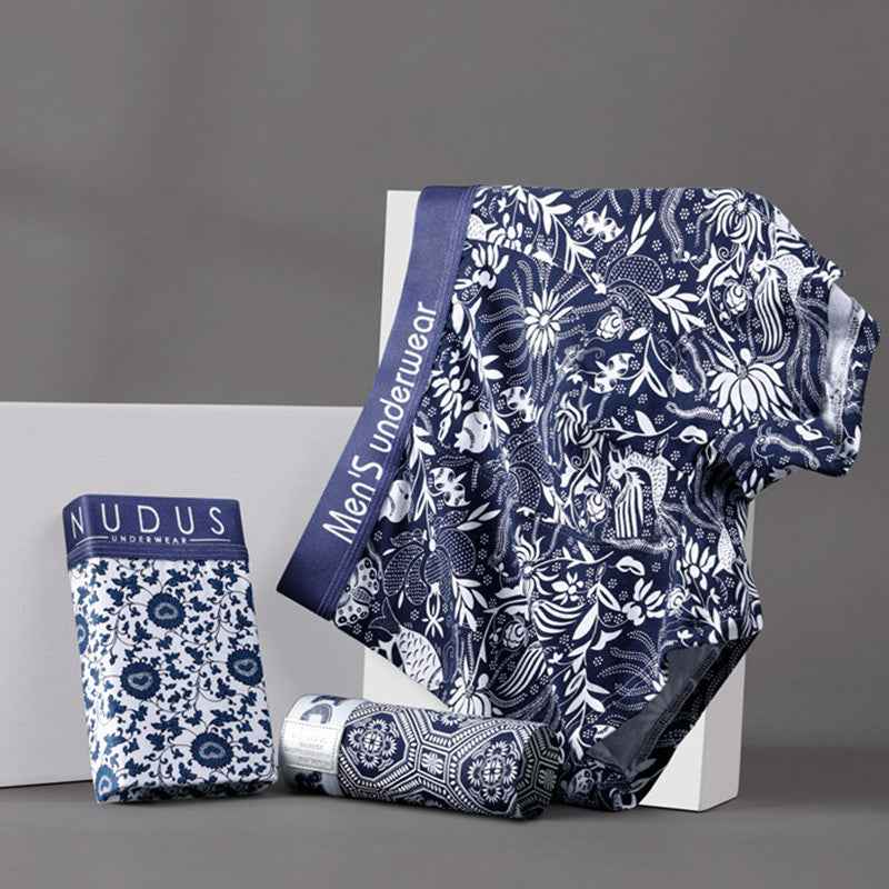 Men’s All-Cotton Boxer Briefs – Printed Design Everyday Underwear
