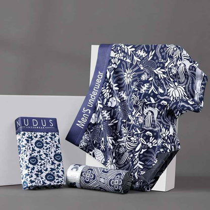 Men’s All-Cotton Boxer Briefs – Printed Design Everyday Underwear