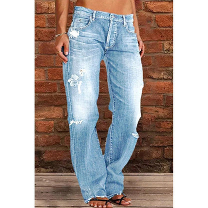 Women's High-Waist Loose Fit Jeans - Raw Hem, 10 Colours, S-5XL
