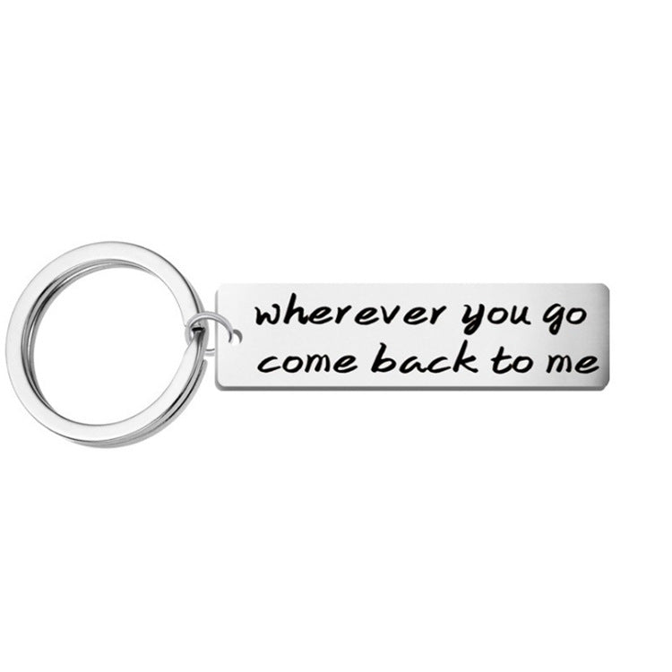Stainless Steel Letter Keychain | Polished Initial Pendant Charm