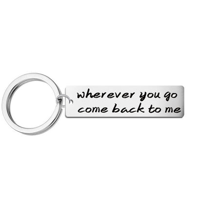 Stainless Steel Letter Keychain | Polished Initial Pendant Charm