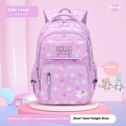 Kids' Rabbit Cartoon School Backpack – Spine Protection & Waterproof, Ages 6–12