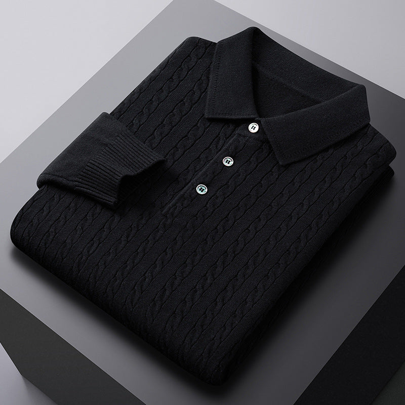 Men's Jacquard Knit Polo Sweater | Viscose Blend