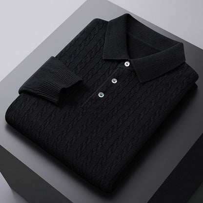 Men's Jacquard Knit Polo Sweater | Viscose Blend