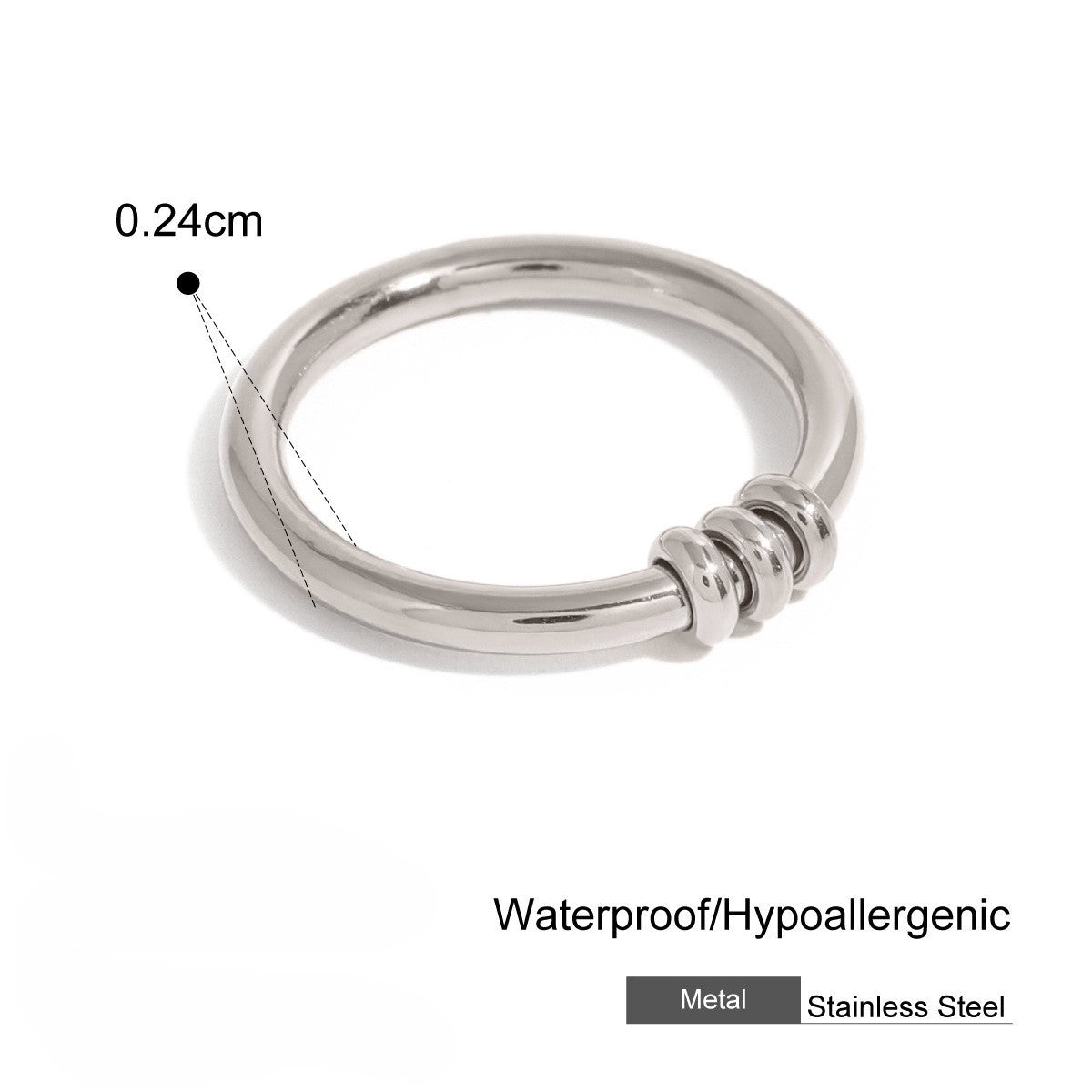 18K Gold Titanium Steel Geometric Joint Ring