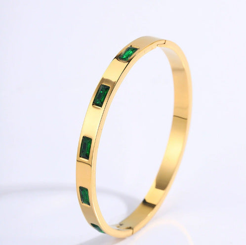 Women's Stainless Steel Bangle | Zircon & Diamond Detail | 9 Styles