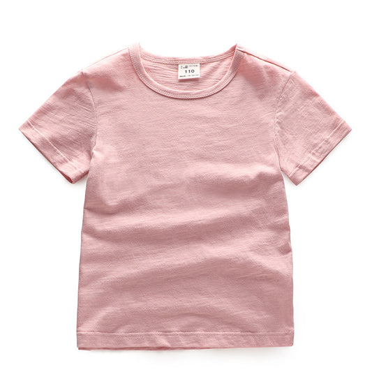 Kids Solid Colour Short Sleeve Cotton T-Shirt – Unisex | 5 Colours