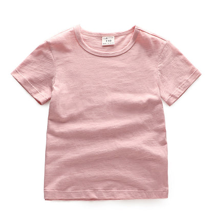 Kids Solid Colour Short Sleeve Cotton T-Shirt – Unisex | 5 Colours