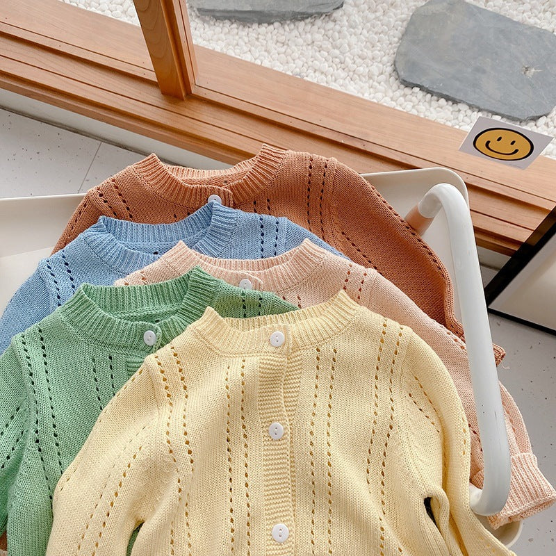 Kids Solid Knit Sweater Coat – Cotton Outerwear for Babies & Toddlers