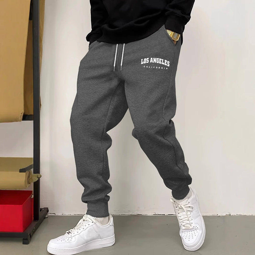 Men's Casual Fleece Sweatpants – Letter Print Sport Joggers