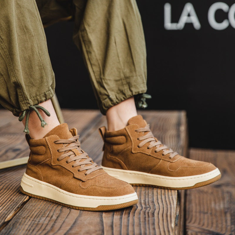 Men's Retro Cowhide Matte Leather Martin Boots | Mid-Top