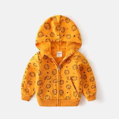 Children's Cartoon Full-Print Hooded Coat | Cotton Kids Pullover Jacket