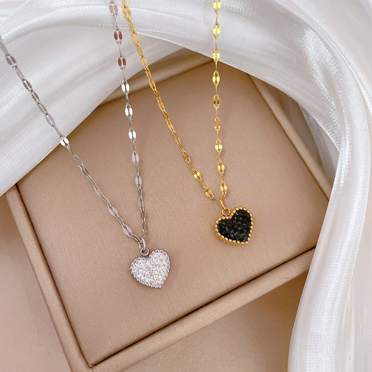 Double-Sided Heart Pendant Titanium Steel Necklace