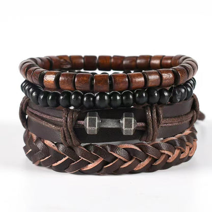 Men's Vintage Leather Bracelet – Woven & Knitted Styles, 30 Designs