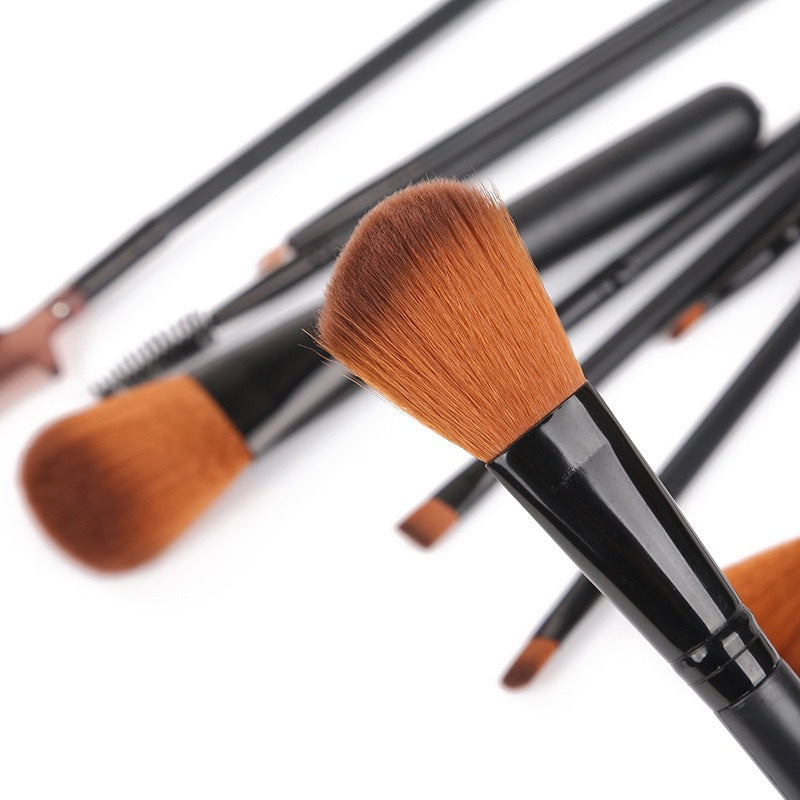 12-Piece Makeup Brush Set with Barrel Box – Rayon Bristles, 8 Colours
