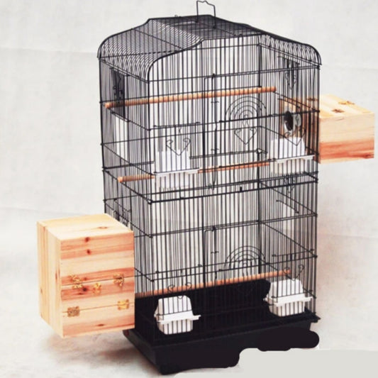 Large Parrot Bird Cage – Steel Wire Birdcage with Perches & Food Cups