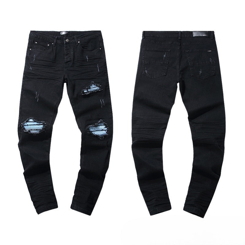 Men's Casual Ripped Denim Jeans – Mid-Rise Cotton, Waist Sizes 30–38