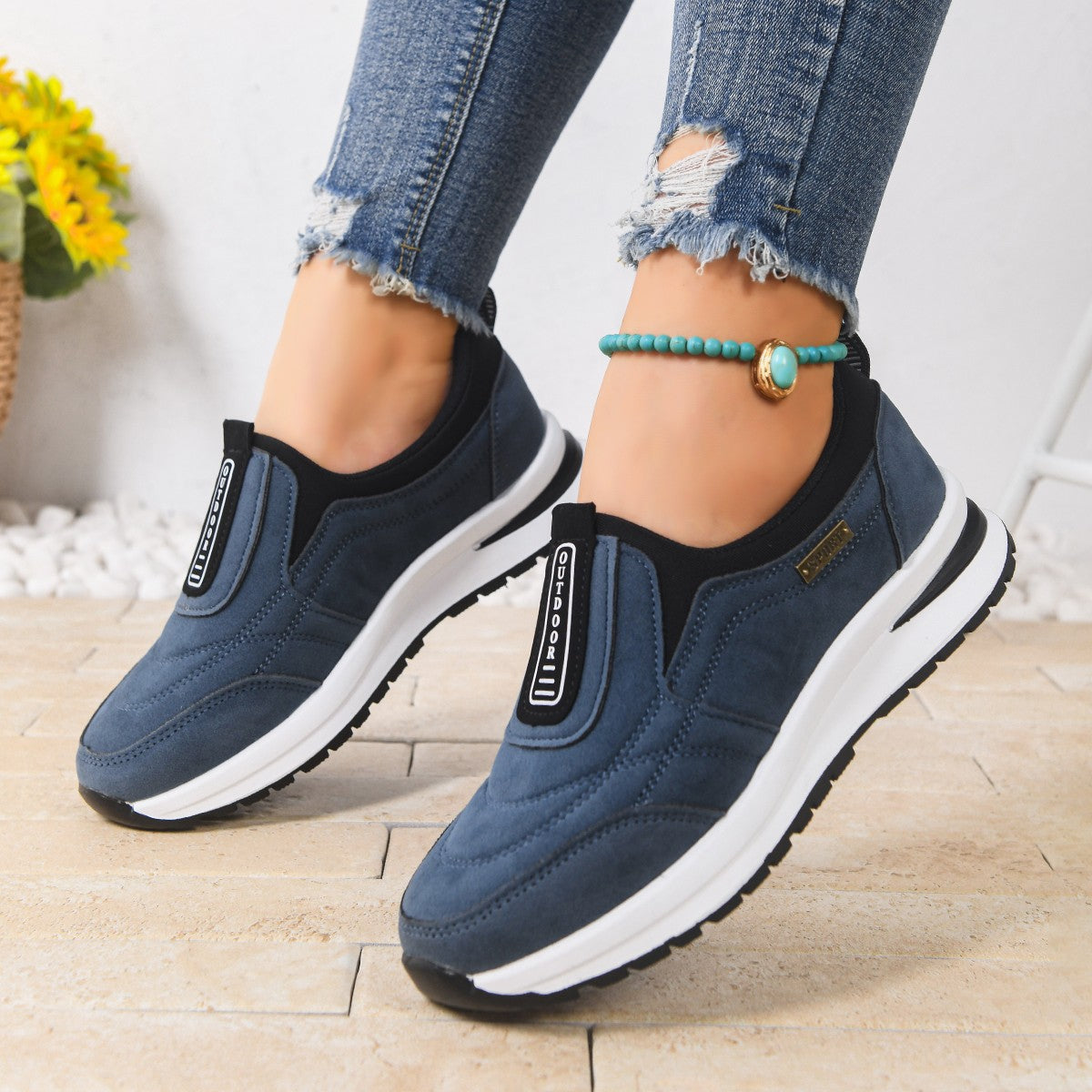 Women's Slip-On Chunky Heel Shoes | Suede | Height Increasing | EU 36-43