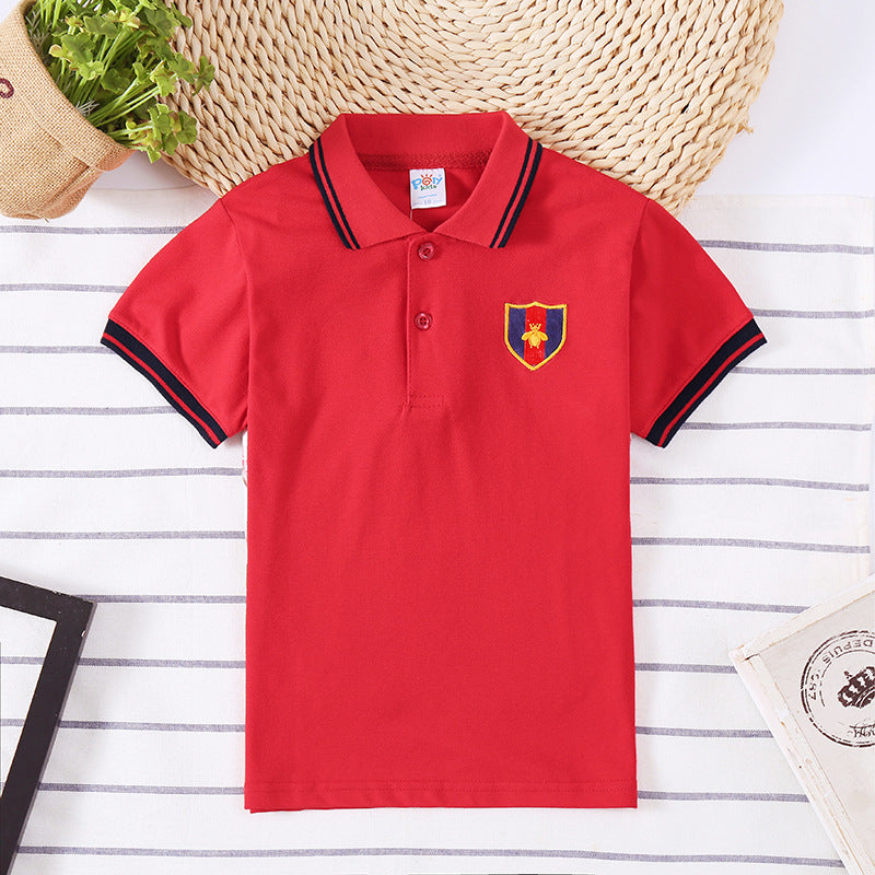 Boys' Short Sleeve Cotton Polo Shirt | Moisture Wicking Lapel Kids Top