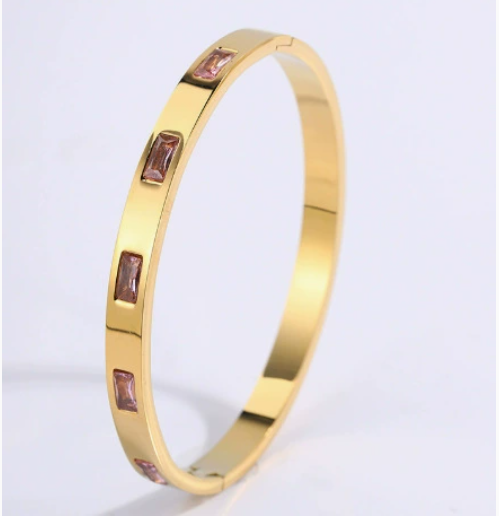 Women's Stainless Steel Bangle | Zircon & Diamond Detail | 9 Styles