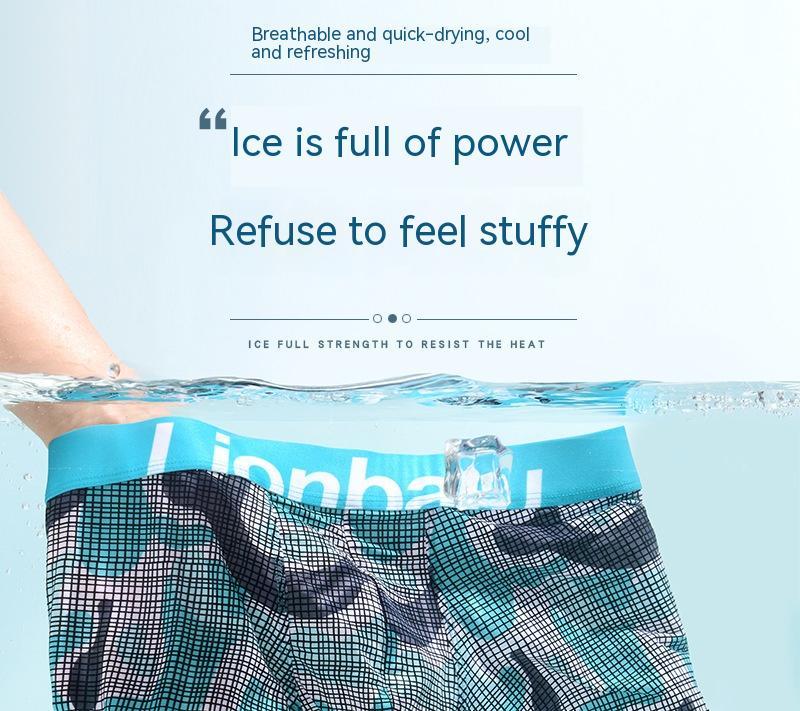 Men's Ice Silk Printed Boxer Briefs – Quick-Dry Breathable Mid-Waist 4 Designs