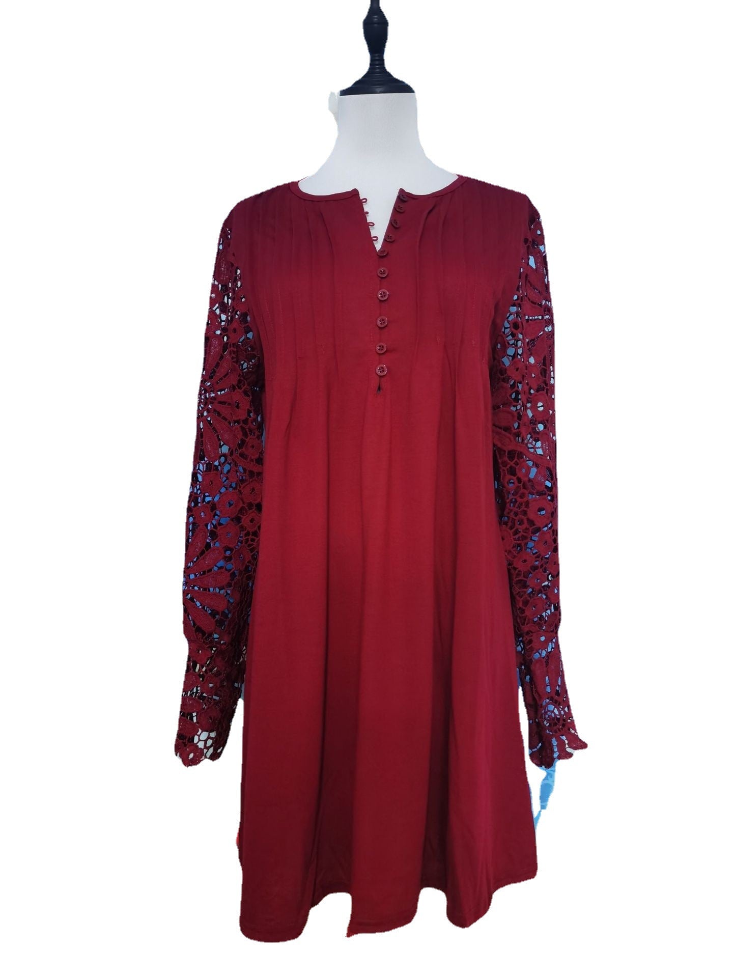 Women's Elegant Lace Long-Sleeve Dress