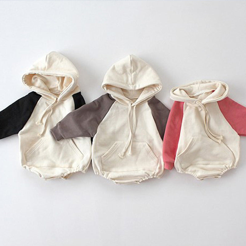 Baby & Toddler Contrast Sleeve Hooded Pullover | Cotton Kids Sweater