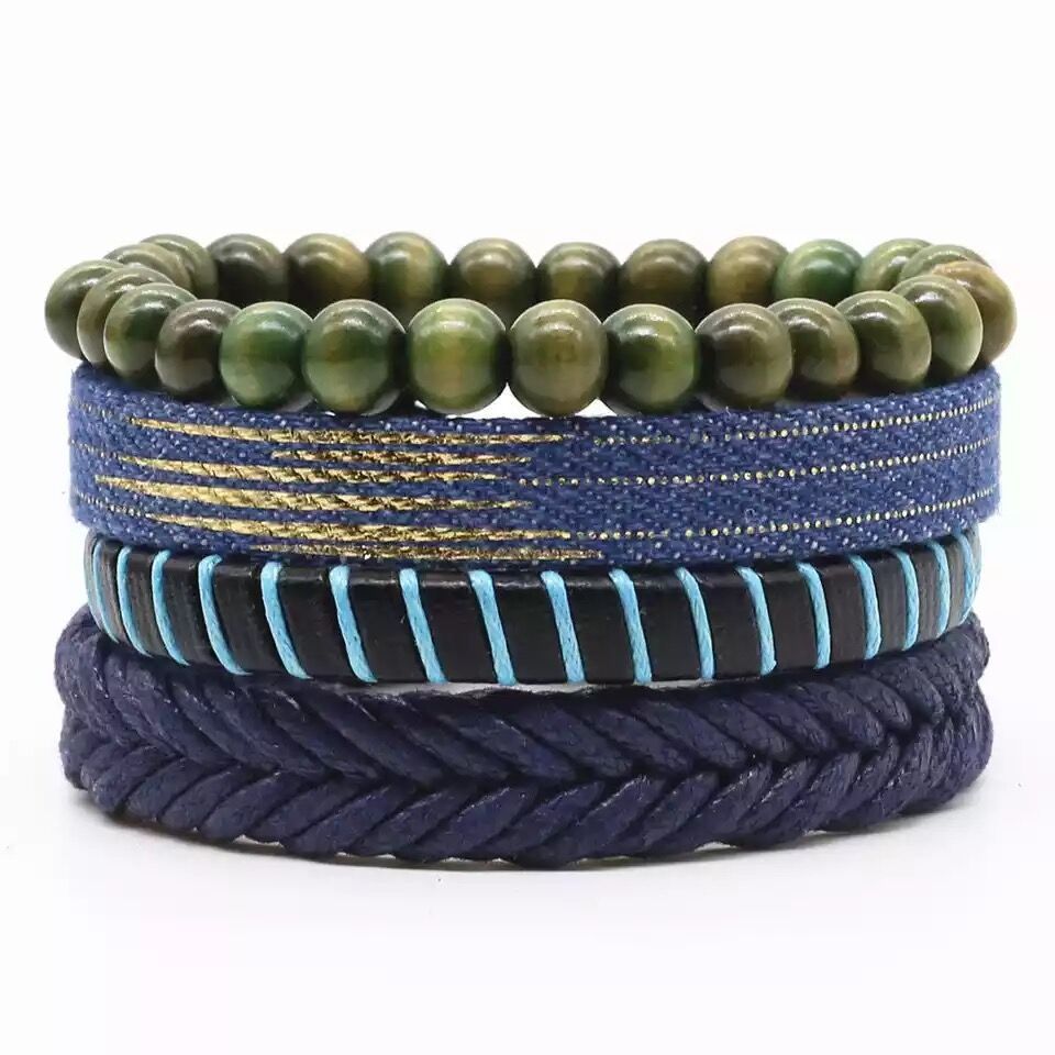 Men's Vintage Leather Bracelet – Woven & Knitted Styles, 30 Designs