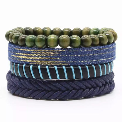 Men's Vintage Leather Bracelet – Woven & Knitted Styles, 30 Designs