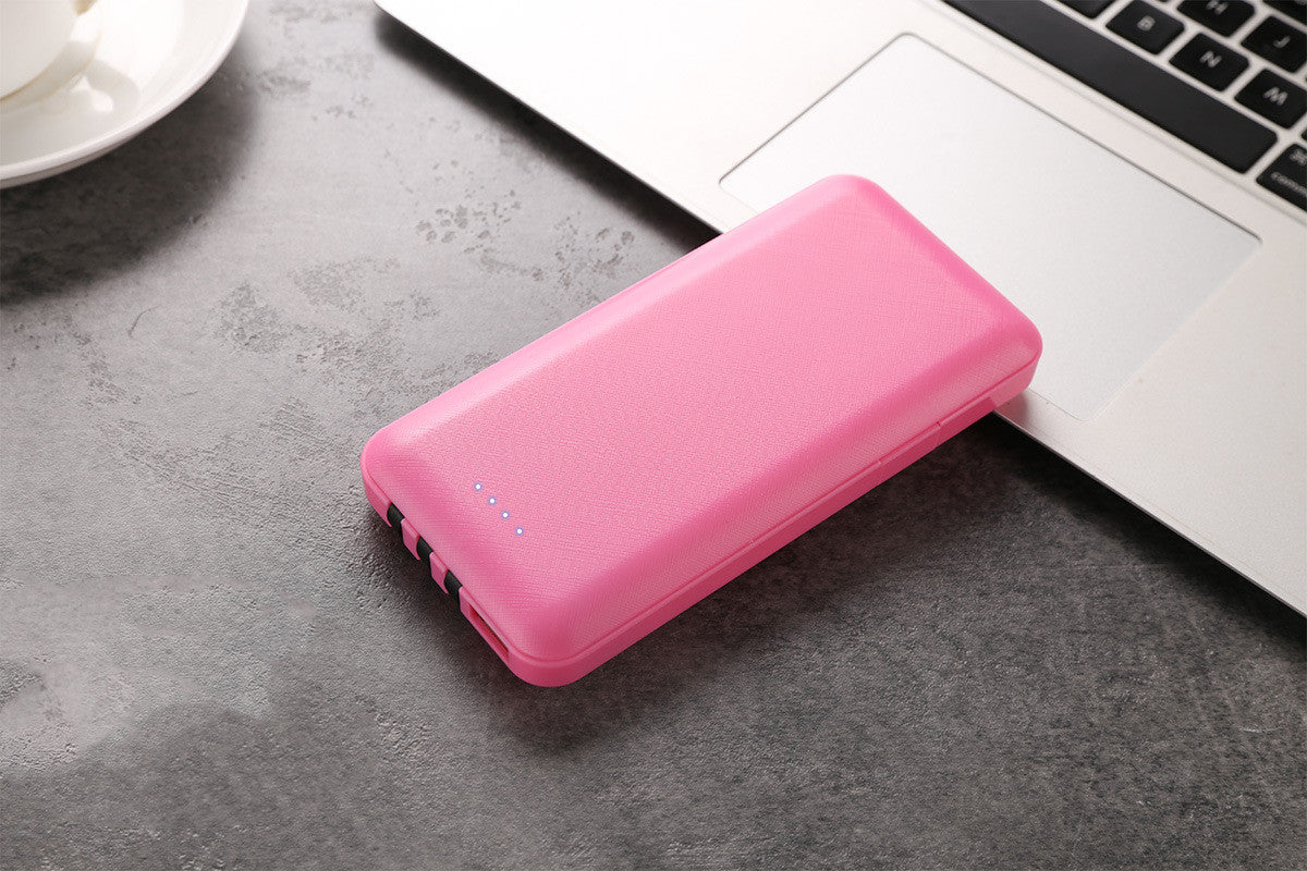 10,000mAh Portable Power Bank – Multi-USB Output Pink, Green, Black & White