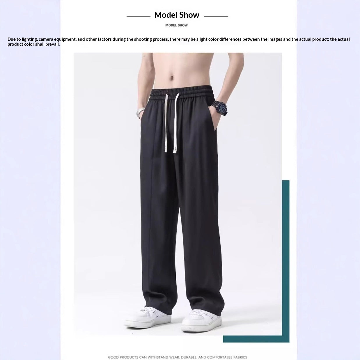 Men's Ice-Silk Lightweight Summer Trousers | Black | M-5XL