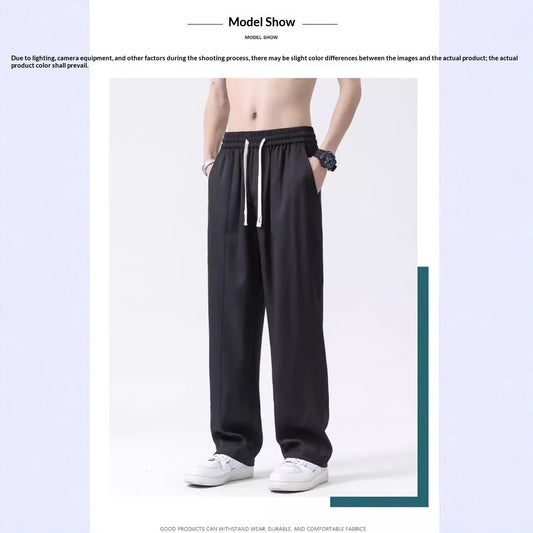Men's Ice-Silk Lightweight Summer Trousers | Black | M-5XL