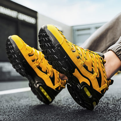 Men's Breathable Mesh Sports Shoes – Bold Colour Casual Trainers