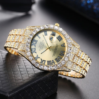 Roman Numeral Quartz Watch | Steel Band Men's Fashion Watch