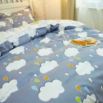 Cartoon Print Twill Polyester Bedding Set – 4-Piece, 17 Colours