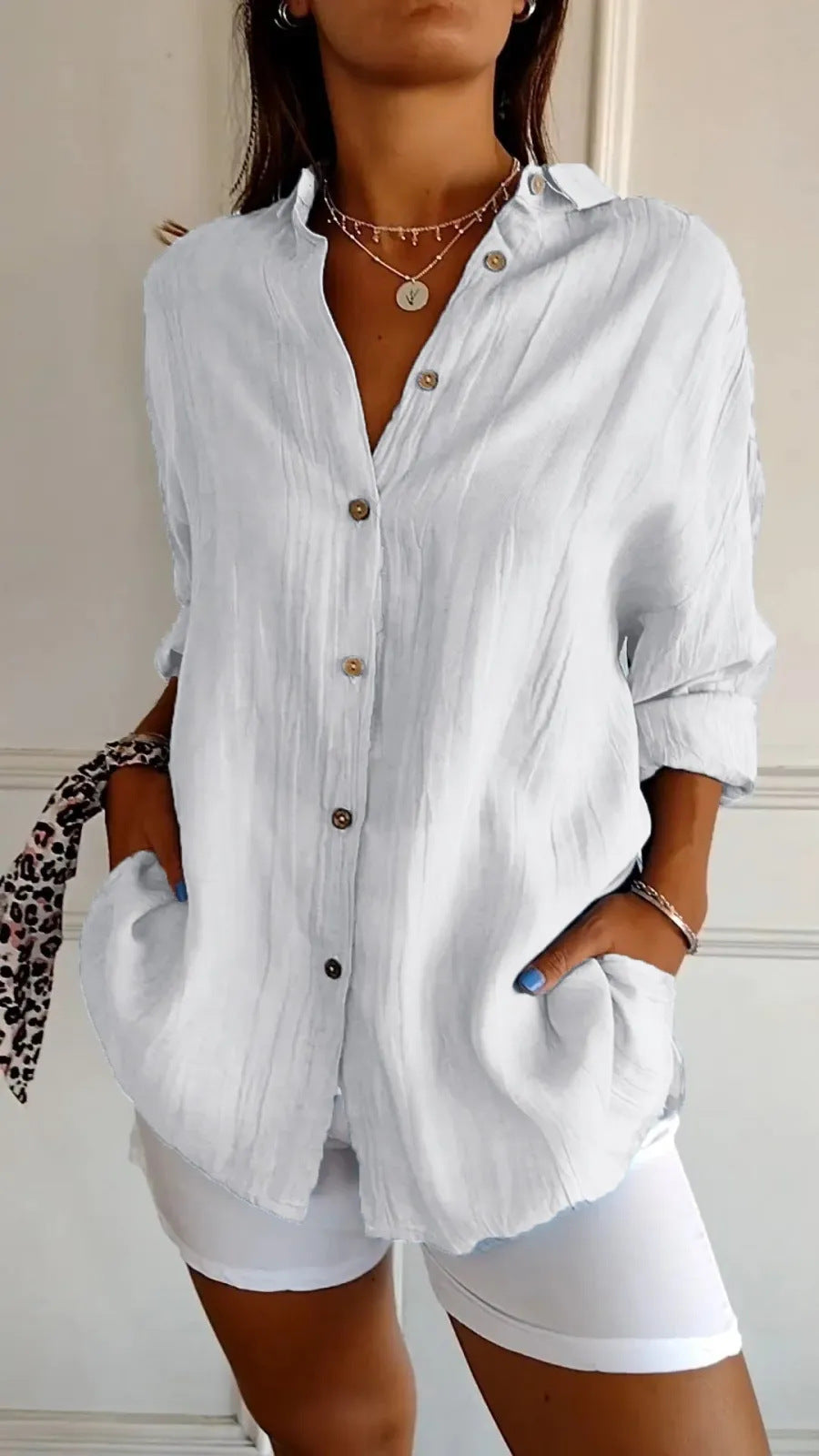 Women's Loose Fit Long Sleeve Cardigan Shirt | 13 Colours | XS–5XL