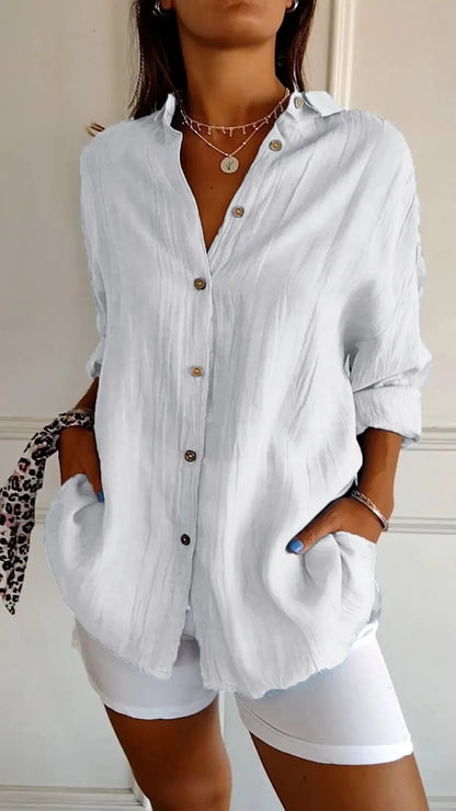 Women's Loose Fit Long Sleeve Cardigan Shirt | 13 Colours | XS–5XL