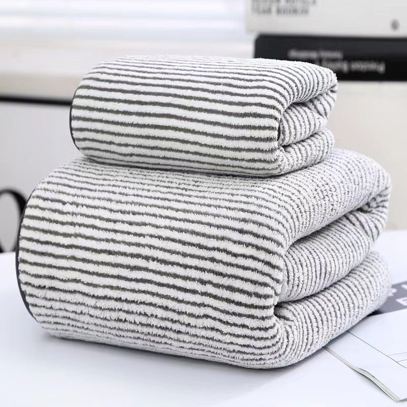 Bamboo Charcoal Coral Fleece Towel Set | Hand & Bath Suit | 4 Designs